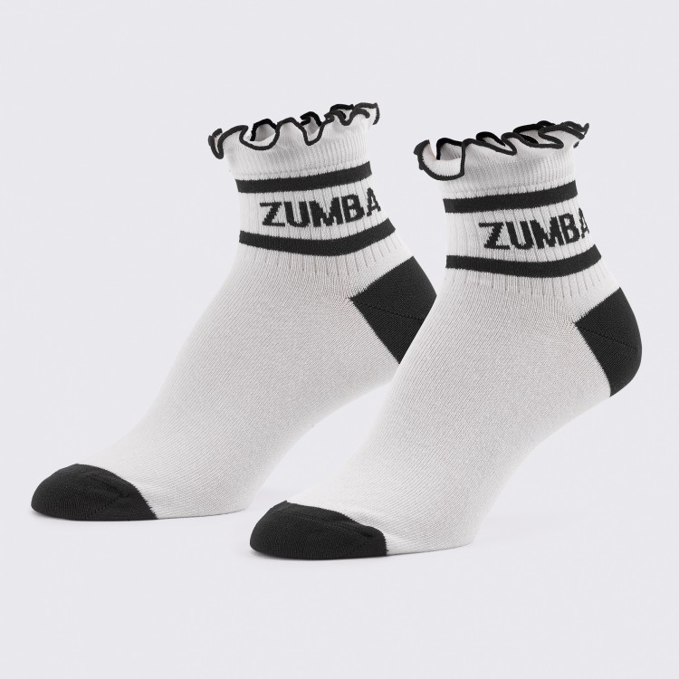 Zumba Ruffle Ankle Socks - White/Black
